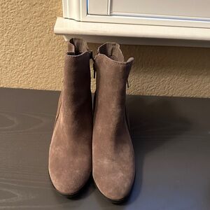 Crown Vintage Taupe Suede Ankle Booties